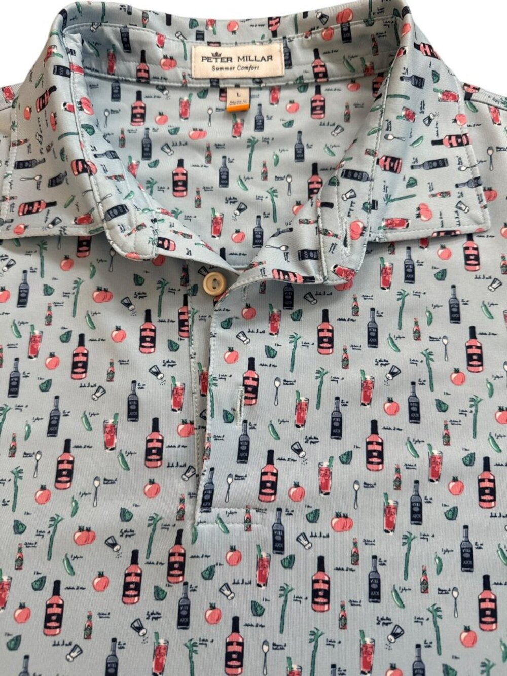 Peter Millar Summer Comfort Polo Large Bloody Mary Cocktail Phoenix CC Golf RARE